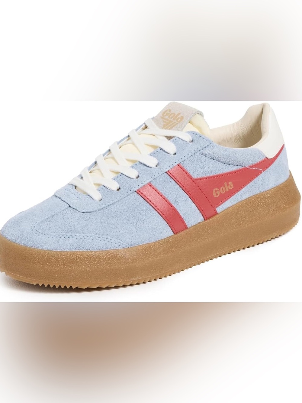 Gola Athena Style Light Blue Suede Sneaker with Red Stripes | NEW - Picture 5 of 7